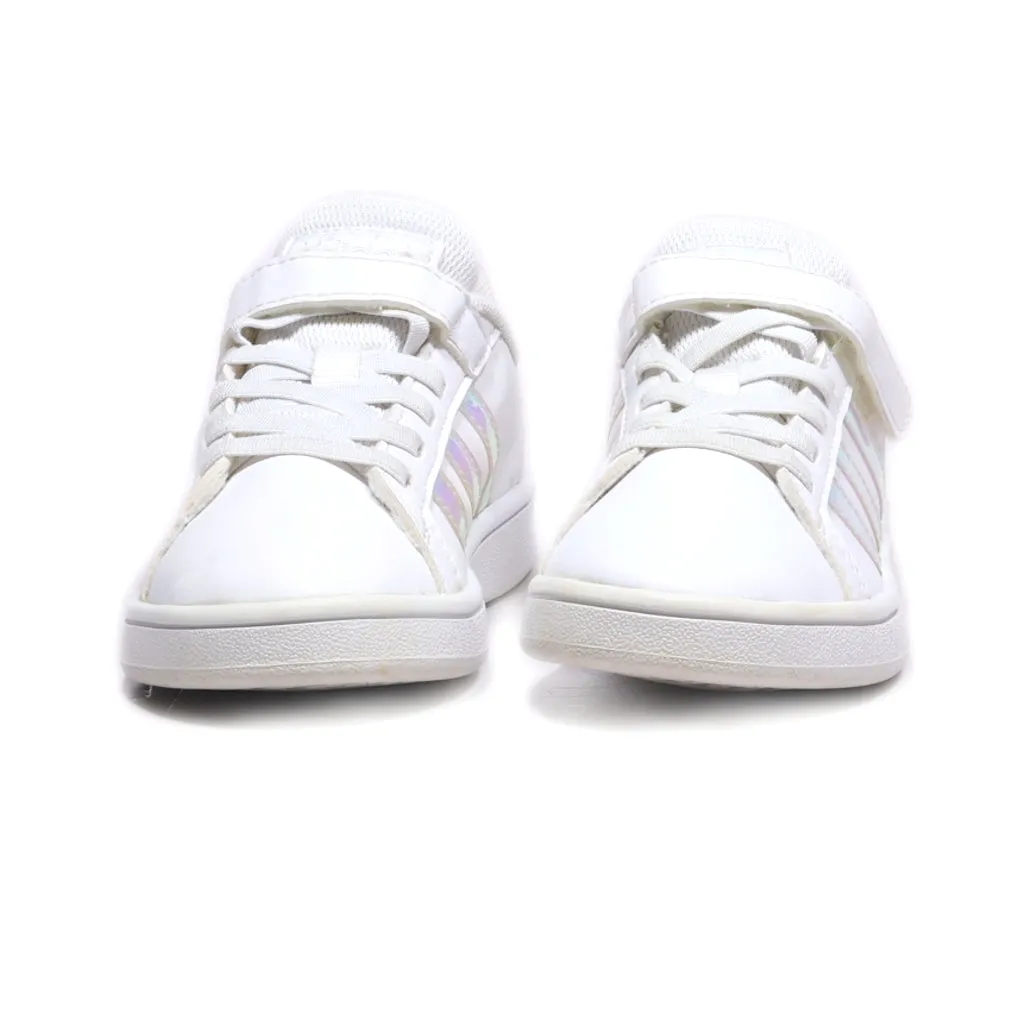 Adidas Hook And Loop Grand Court Sneakers Leather White Colour For Kids