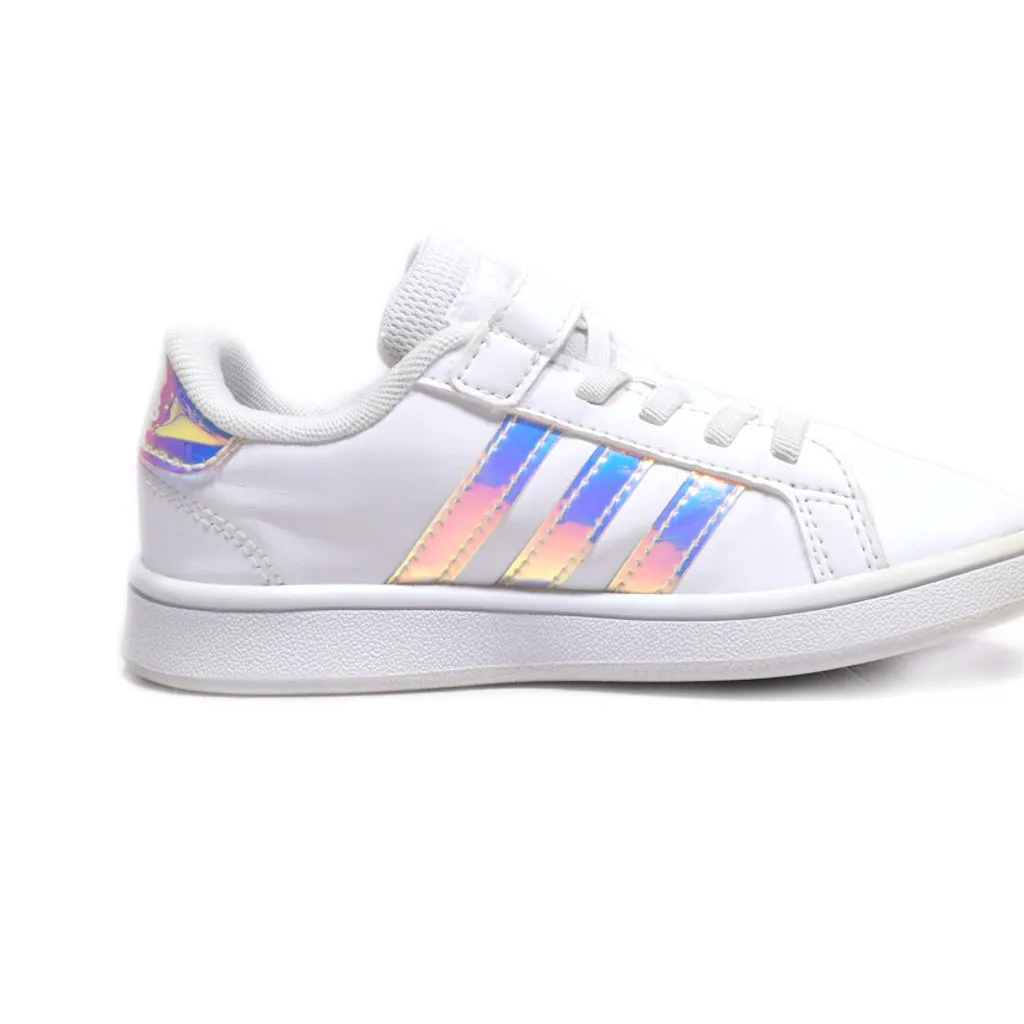 Adidas Hook And Loop Grand Court Sneakers Leather White Colour For Kids