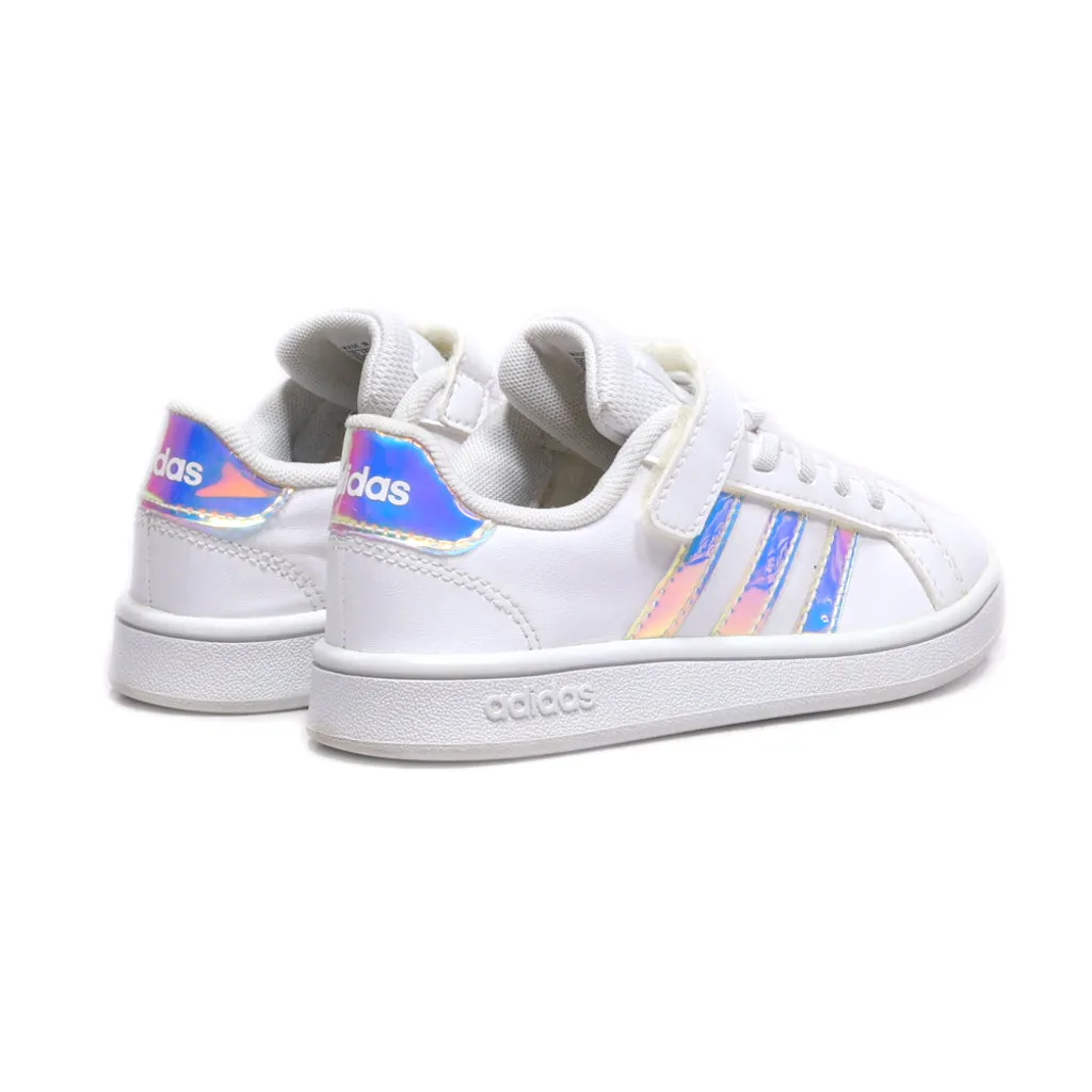 Adidas Hook And Loop Grand Court Sneakers Leather White Colour For Kids