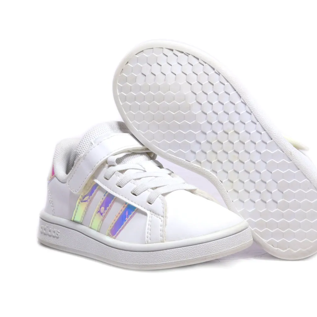 Adidas Hook And Loop Grand Court Sneakers Leather White Colour For Kids
