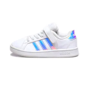 Adidas Hook And Loop Grand Court Sneakers Leather White Colour For Kids