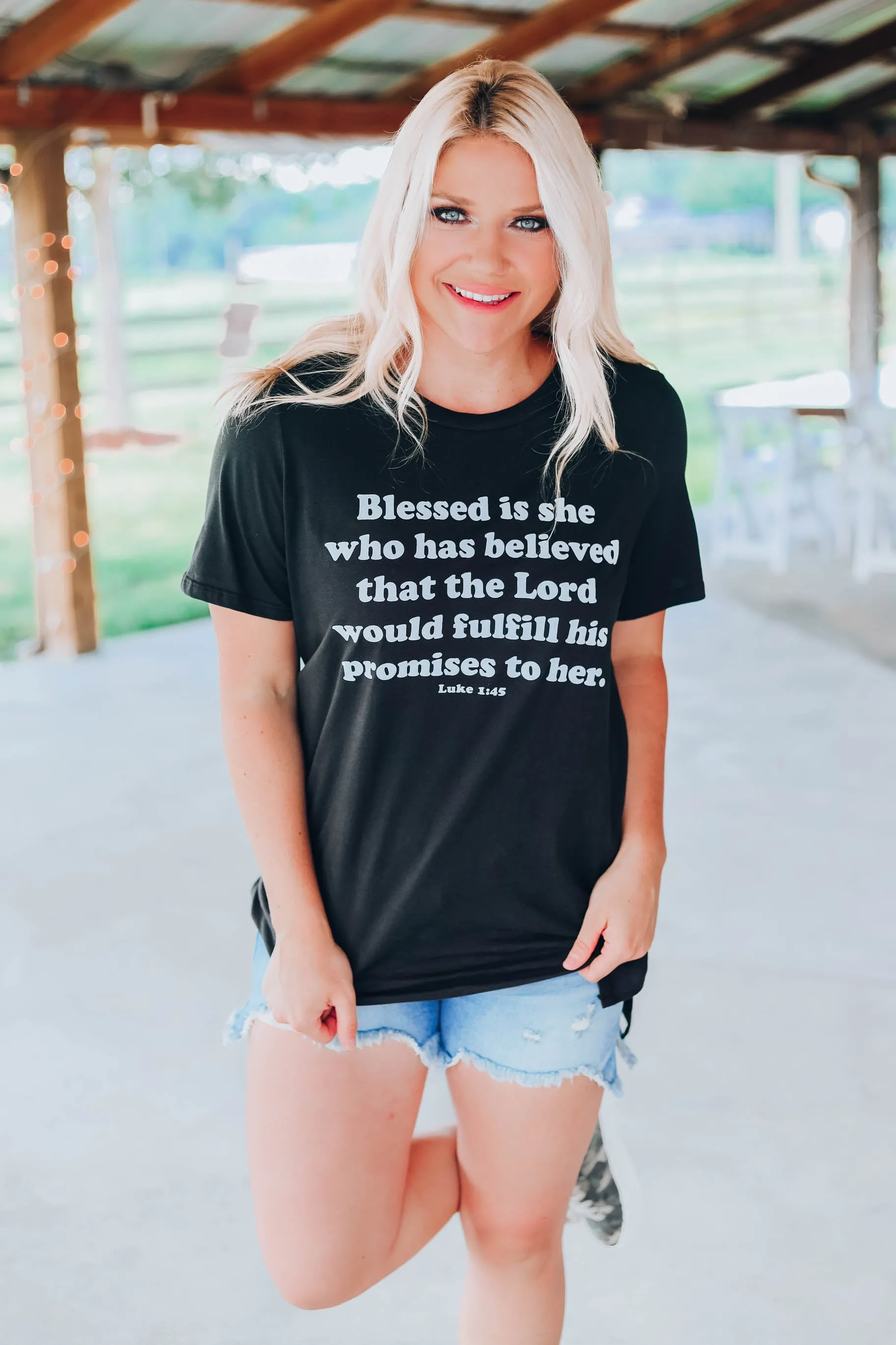Blessed Is She.... Graphic Tee - Black