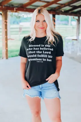 Blessed Is She.... Graphic Tee - Black