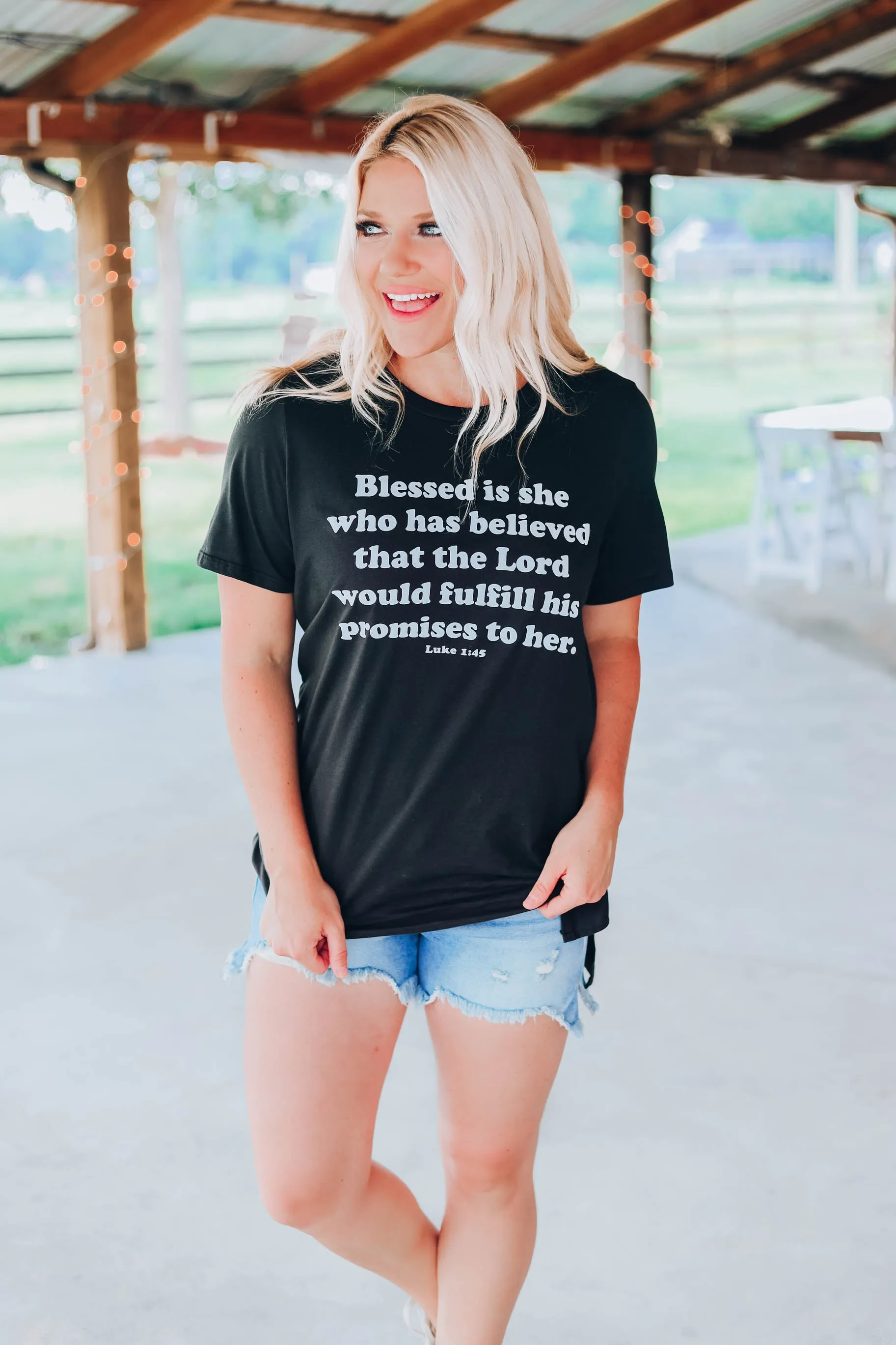 Blessed Is She.... Graphic Tee - Black