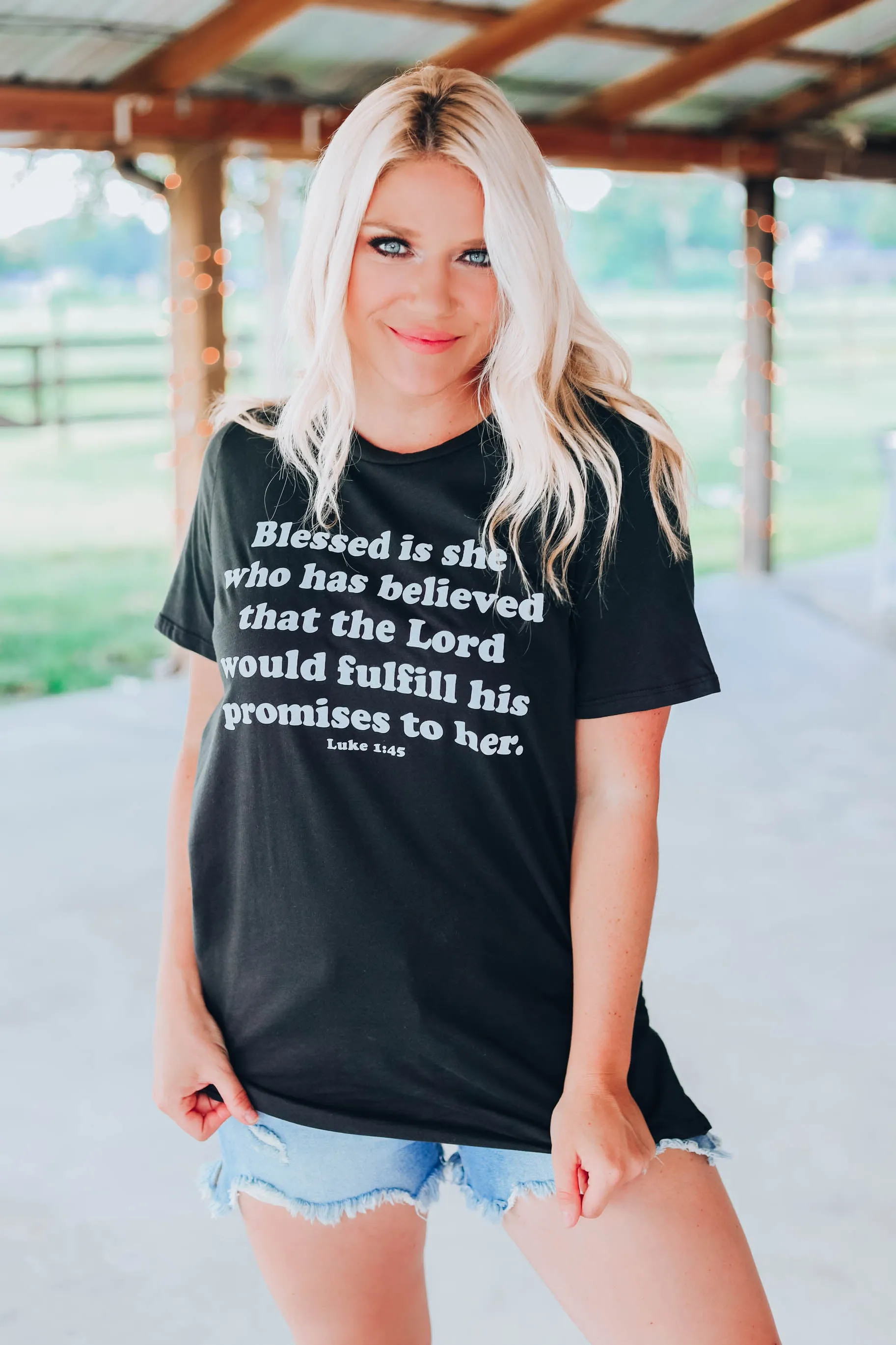 Blessed Is She.... Graphic Tee - Black