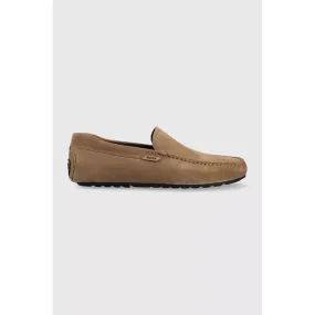 BOSS SUEDE MOCCASINS WITH LOGO DETAILS