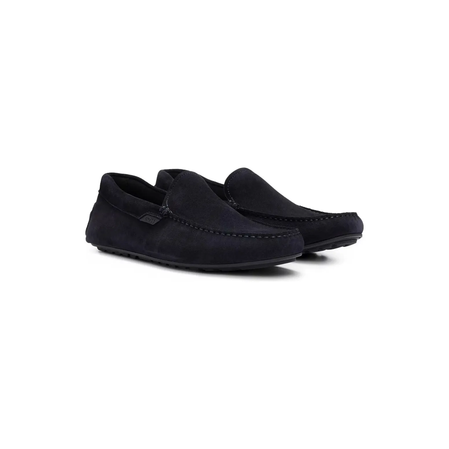 BOSS SUEDE MOCCASINS WITH LOGO DETAILS