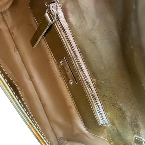 GIUSEPPE ZANOTTI Gold Patent Leather Rhinestone Slingback Pumps & Bag, Size 38.5