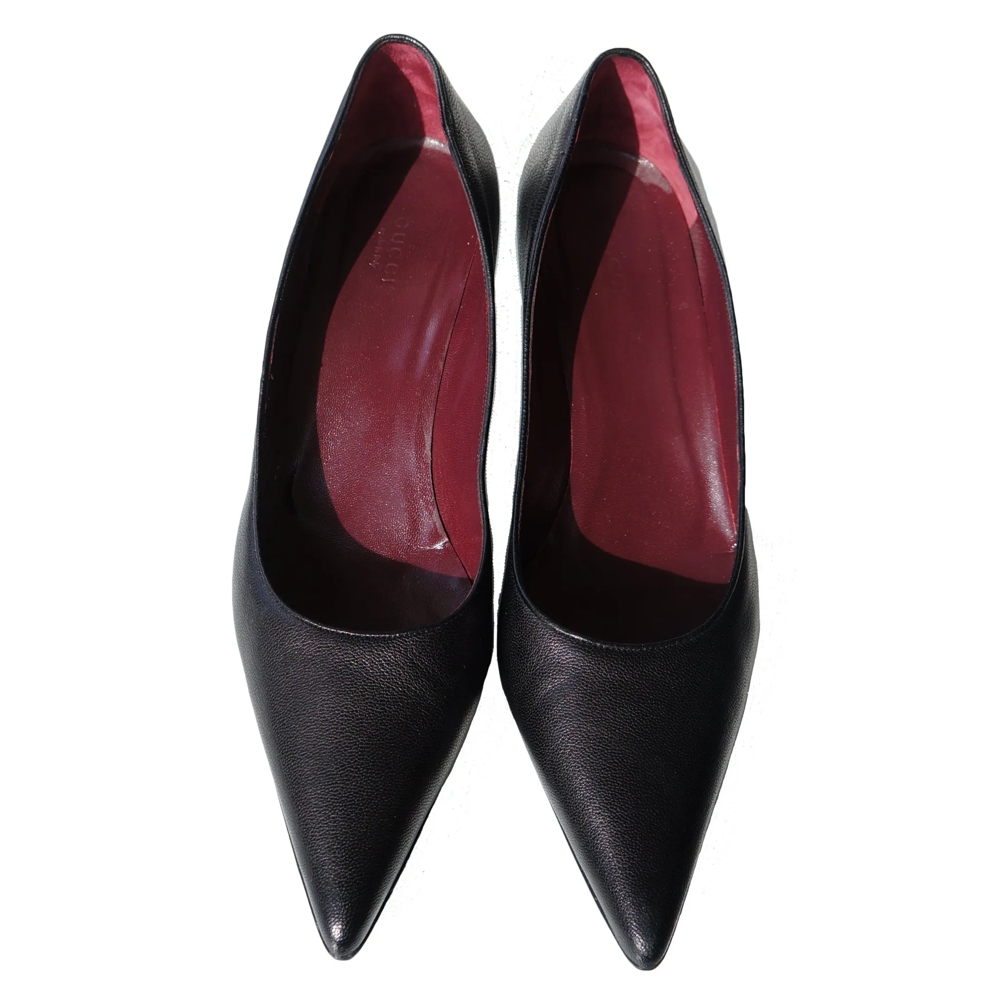 GUCCI METALLIC LEATHER POINTED TOE PUMPS