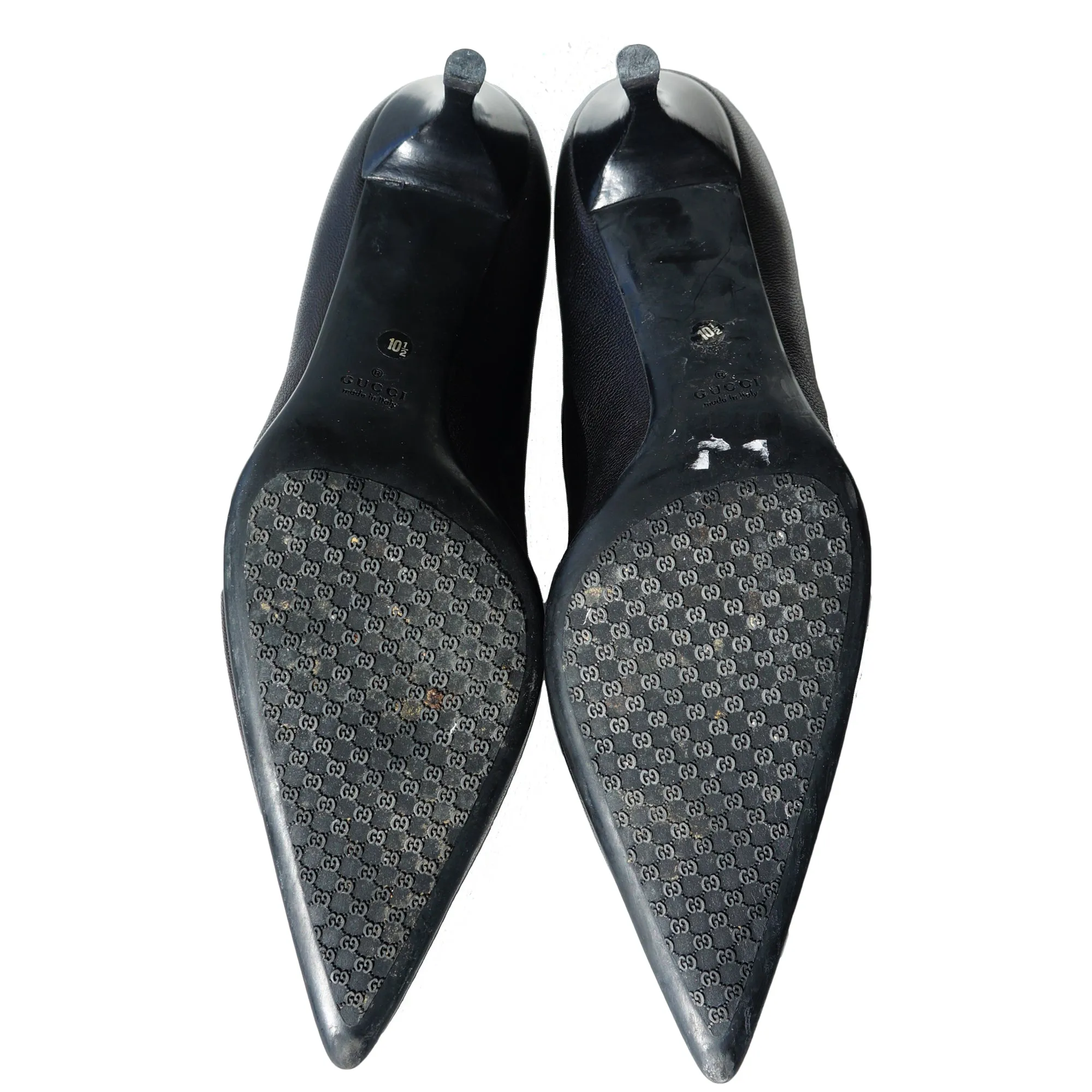 GUCCI METALLIC LEATHER POINTED TOE PUMPS