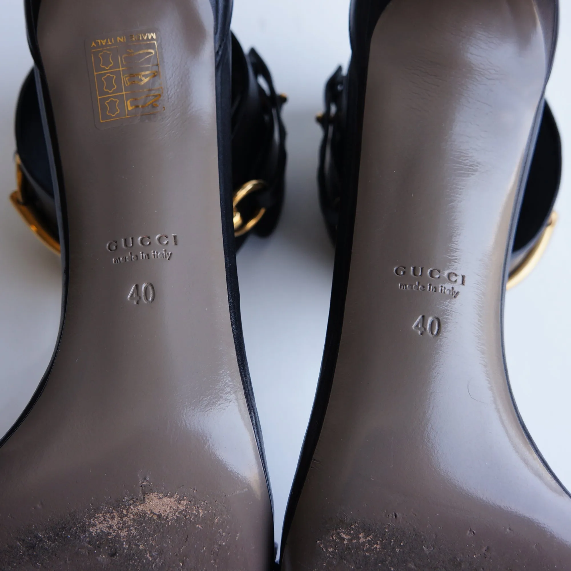 GUCCI URSULA HORSEBIT BLACK LEATHER SANDALS