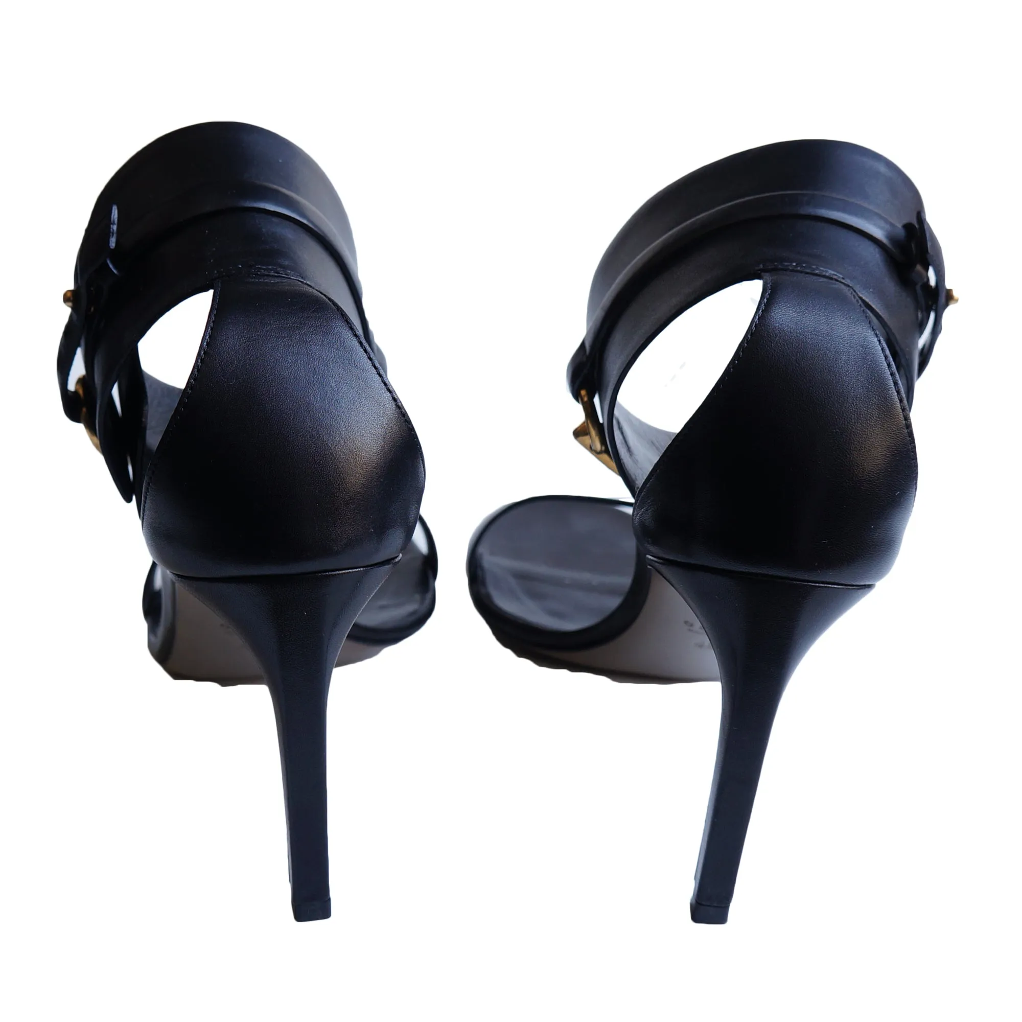 GUCCI URSULA HORSEBIT BLACK LEATHER SANDALS