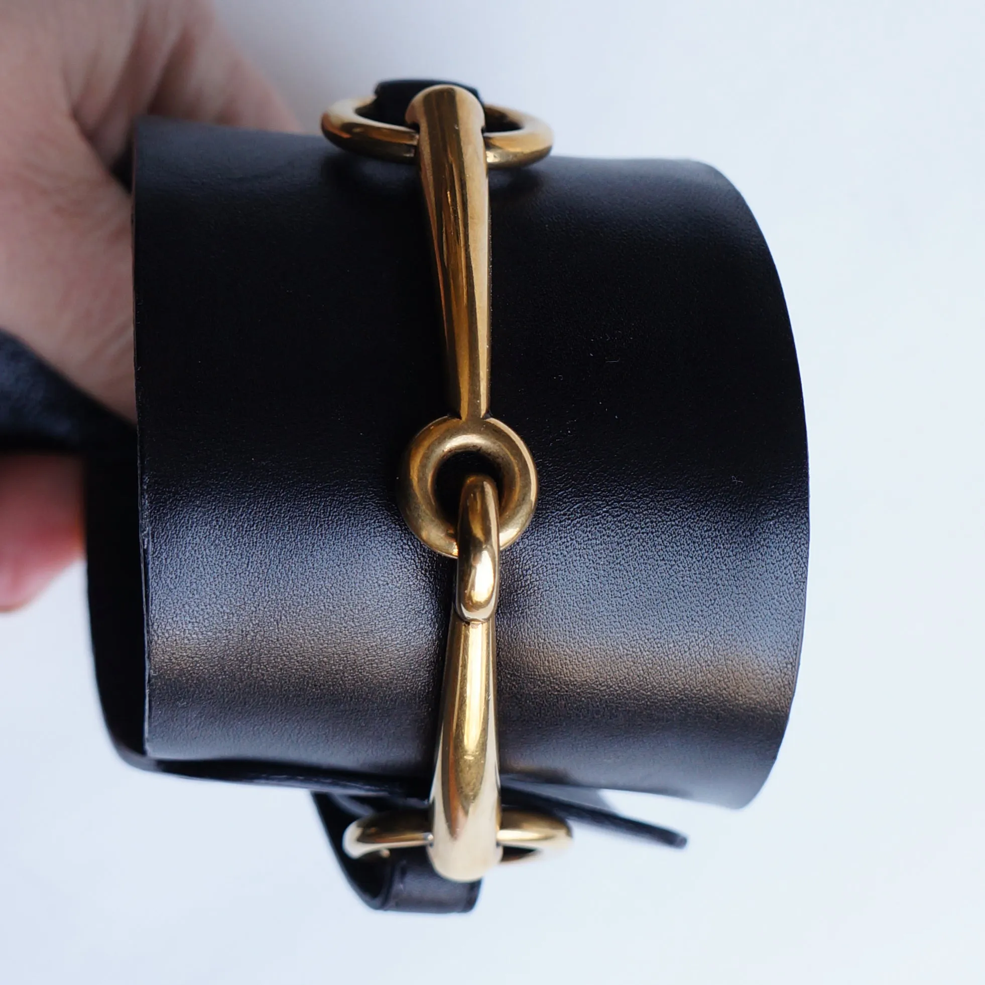 GUCCI URSULA HORSEBIT BLACK LEATHER SANDALS