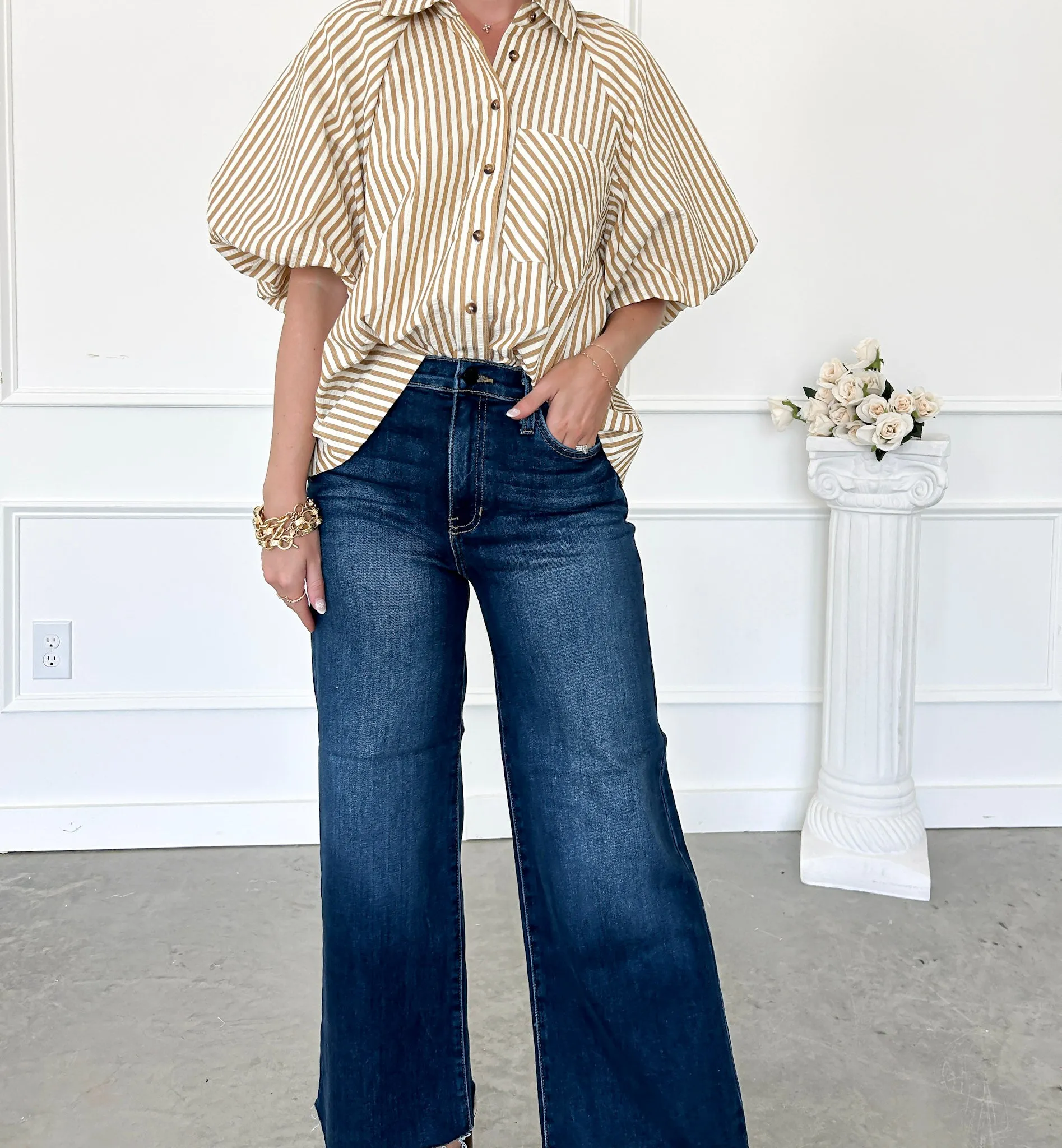 Just Black Off The Clock Raw Edge Wide Leg Jean FINAL SALE