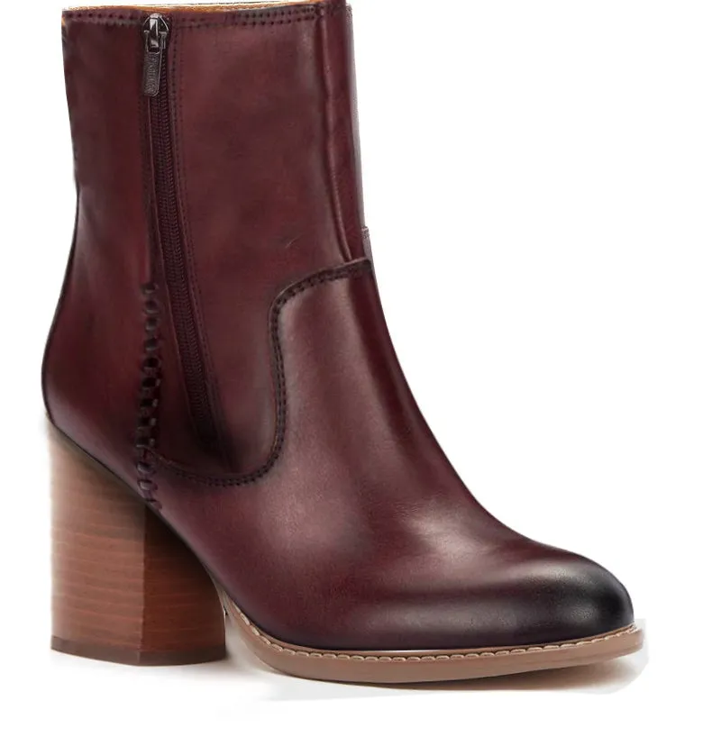 Kara Zini Handmade Slip-On Patina Leather Brown Booties