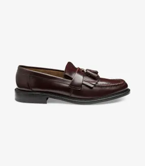 LOAKE BRIGHTON-DIS BURGUNDY LOAFER SLIP ON LEATHER SOLE E-NARROW