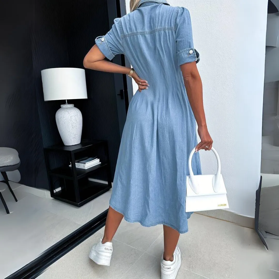 Midi Skjortekjole i Denim | Bomuld | Komfortabel & Trendy