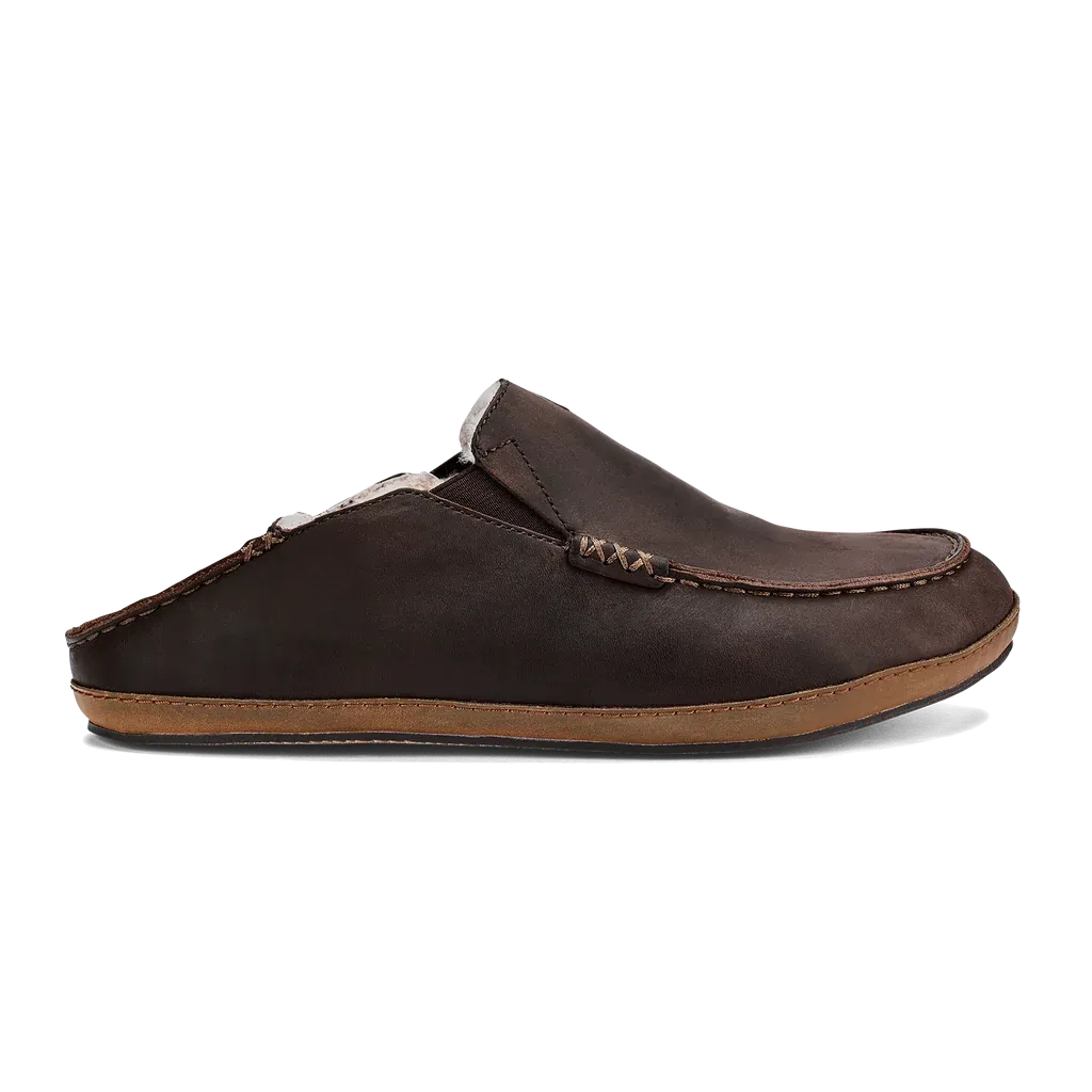 Moloa Men's Premium Leather Slipper in Dark Wood
