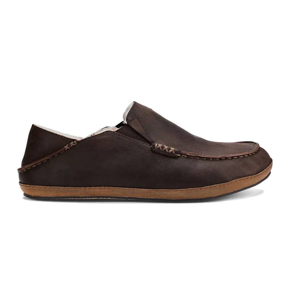 Moloa Men's Premium Leather Slipper in Dark Wood