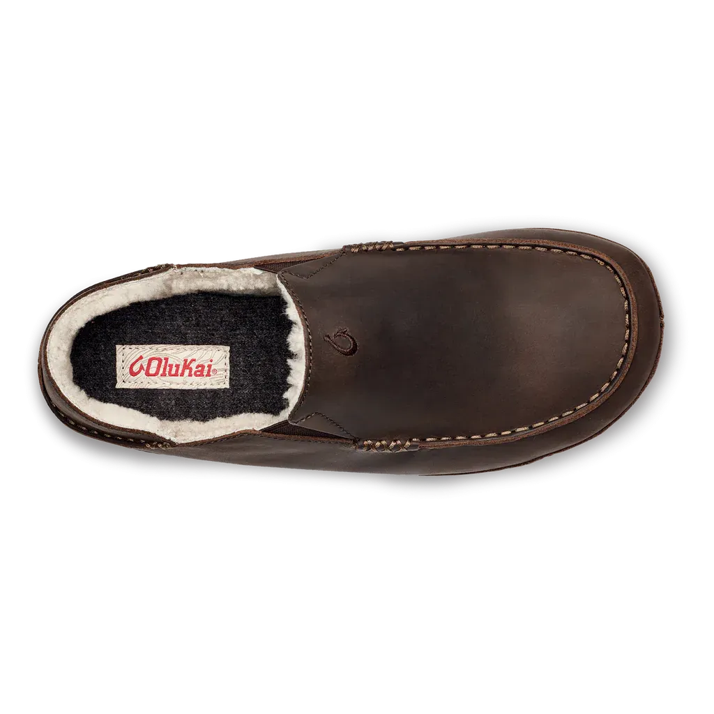 Moloa Men's Premium Leather Slipper in Dark Wood