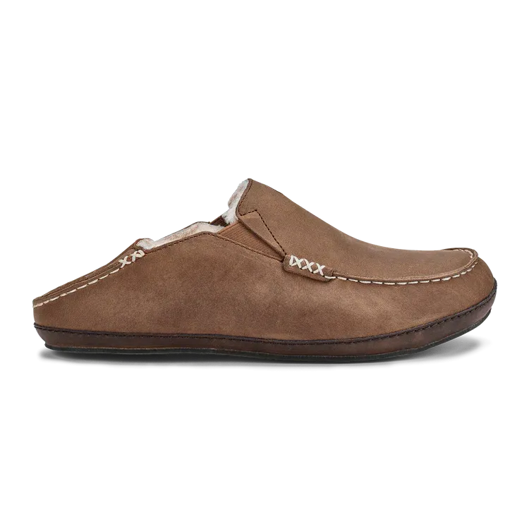 Moloa Men's Premium Leather Slipper in Toffee an Dark Wood