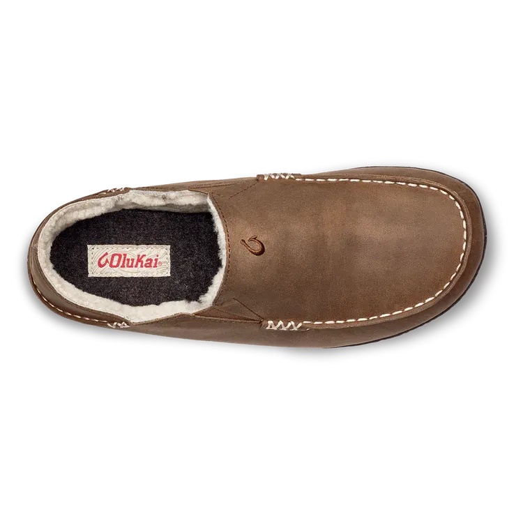 Moloa Men's Premium Leather Slipper in Toffee an Dark Wood