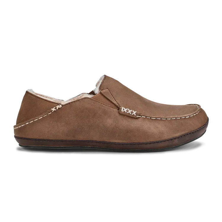 Moloa Men's Premium Leather Slipper in Toffee an Dark Wood