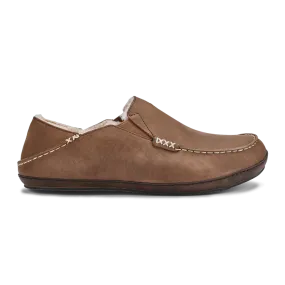 Moloa Men's Premium Leather Slipper in Toffee an Dark Wood