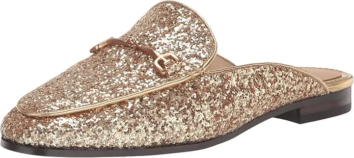 Sam Edelman Linnie Amber Gold Slip On Rounded Toe Flat Dress Fashion Mules Shoes