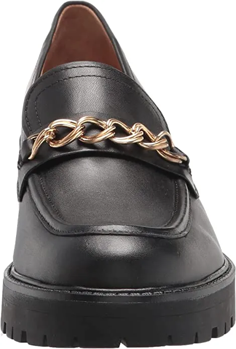 Sam Edelman Taelor Black Rounded Toe Slip On Chunky Heel Fashion Classic Loafers