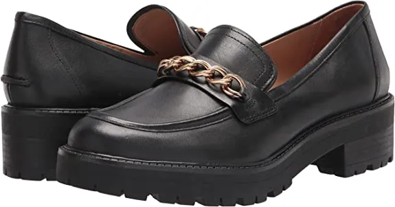 Sam Edelman Taelor Black Rounded Toe Slip On Chunky Heel Fashion Classic Loafers