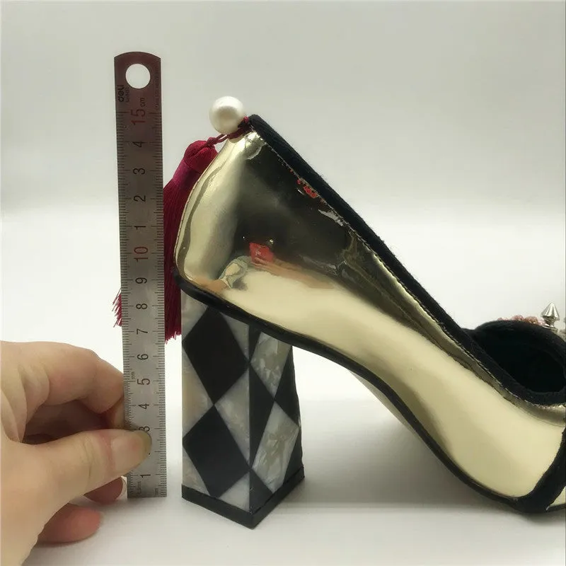 Square Toe Rivet Studded High Heels