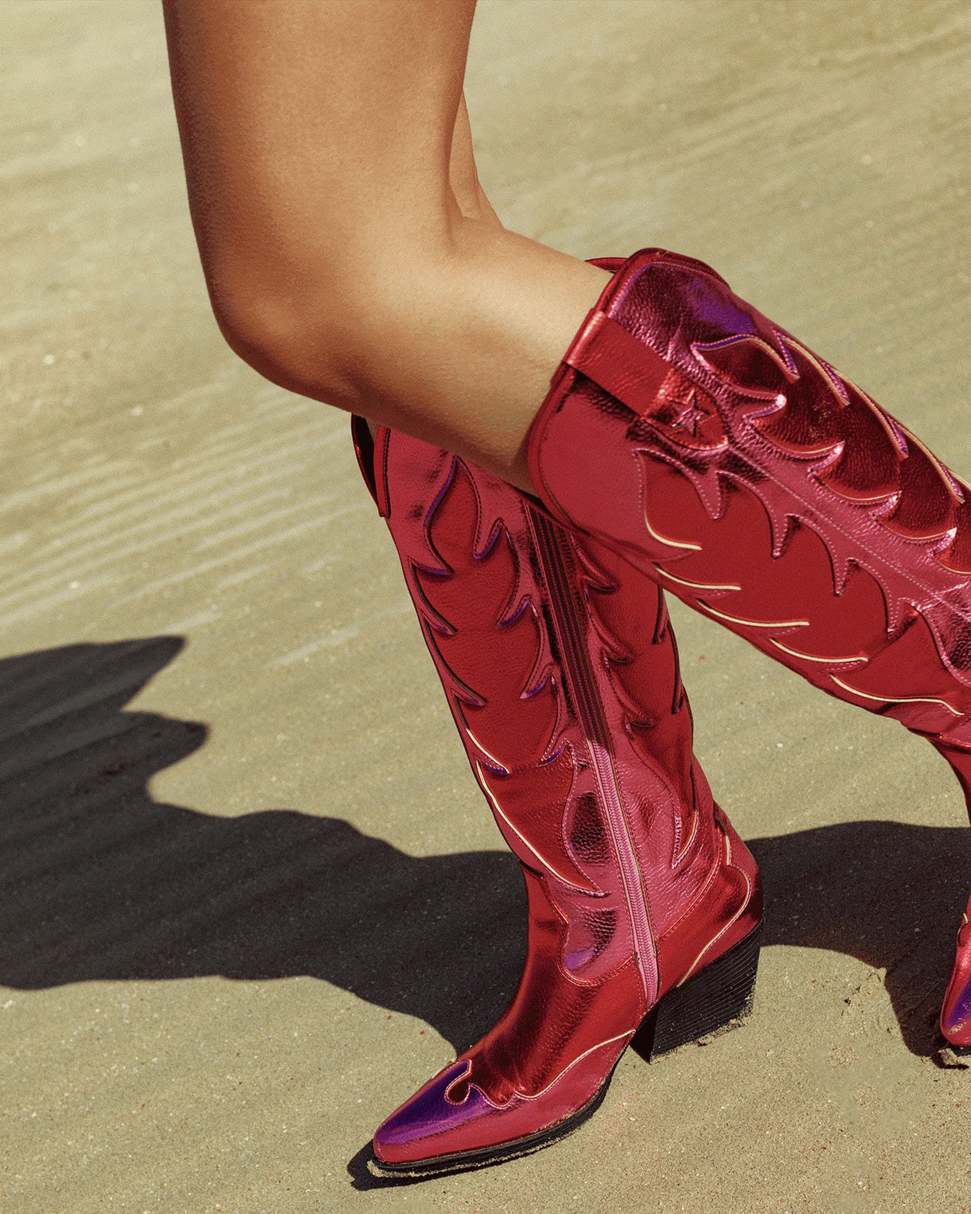 WESTERN BOOTS HIGH METALLIC SILVER