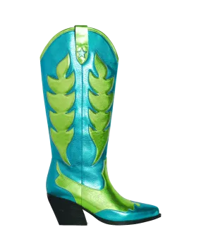 WESTERN BOOTS HIGH METALLIC SILVER